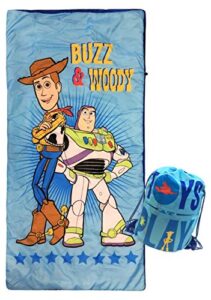 jay franco disney pixar to infinity & beyond slumber sack - cozy & warm kids lightweight slumber bag - featuring woddy and buzz lightyear (official disney pixar product)