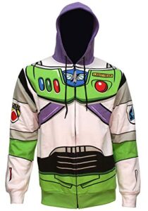 disney pixar toy story men's i am buzz lightyear astronaut costume adult sweatshirt zip hoodie (large)