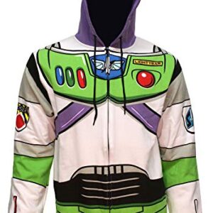 Disney Pixar Toy Story Men's I Am Buzz Lightyear Astronaut Costume Adult Sweatshirt Zip Hoodie (Large)