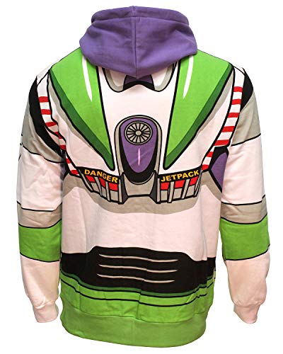 Disney Pixar Toy Story Men's I Am Buzz Lightyear Astronaut Costume Adult Sweatshirt Zip Hoodie (Large)