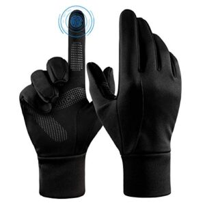 thermal gloves touch screen winter insulated glove - windproof water resistant for running cycling driving phone texting outdoor hiking hand warmer in cold weather for men and women (black,medium)