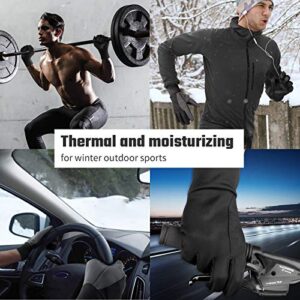 Thermal Gloves Touch Screen Winter Insulated Glove - Windproof Water Resistant for Running Cycling Driving Phone Texting Outdoor Hiking Hand Warmer in Cold Weather for Men and Women (Black,Medium)