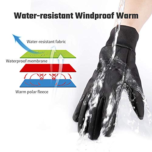 Thermal Gloves Touch Screen Winter Insulated Glove - Windproof Water Resistant for Running Cycling Driving Phone Texting Outdoor Hiking Hand Warmer in Cold Weather for Men and Women (Black,Medium)