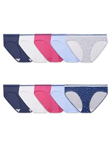 fruit of the loom women's tag free cotton hipster panties (6/m size), low rise hipster-10 pack-assorted color, 6