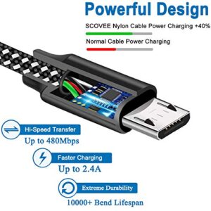 PS4 Controller Charger Cable 3-Pack 6FT for Xbox One Controller,Dualshock 4,PS4 Charging Cord,Nylon Braided Micro USB Data Sync Cable for Xbox One S/X,Playstation 4,PS4 Slim/Pro,Charge and Play Wire