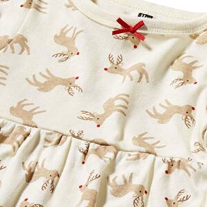 Hudson Baby Girl's Cotton Dresses, Reindeer, 3-6 Months