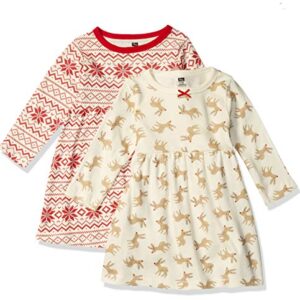 Hudson Baby Girl's Cotton Dresses, Reindeer, 3-6 Months