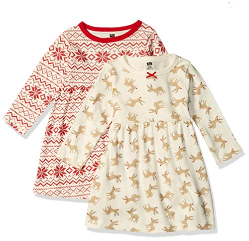 Hudson Baby Girl's Cotton Dresses, Reindeer, 3-6 Months