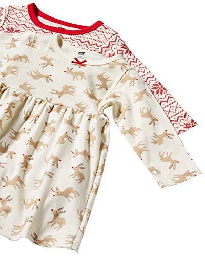 Hudson Baby Girl's Cotton Dresses, Reindeer, 3-6 Months