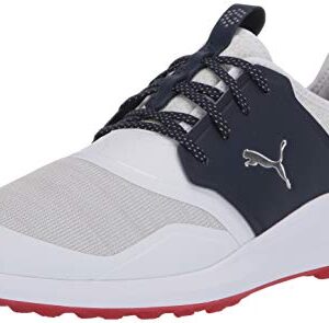 Puma Golf Men's Ignite Nxt Lace Golf Shoe, Puma White-Puma Silver-Peacoat, 12 M US