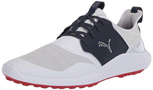 Puma Golf Men's Ignite Nxt Lace Golf Shoe, Puma White-Puma Silver-Peacoat, 12 M US