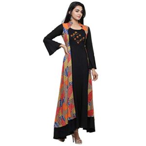 Yash Gallery Jacket Style Anarkali Kurtis for Women Indian Black