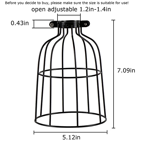 XIDING Farmhouse Vintage Industrial Metal Wire Cage, Old Open Style Lamp Guard Adjustable for Hanging Pendant Lighting, Perfect DIY Lamp Shade Replacement Accessories, Pack of 4.