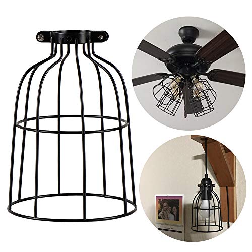 XIDING Farmhouse Vintage Industrial Metal Wire Cage, Old Open Style Lamp Guard Adjustable for Hanging Pendant Lighting, Perfect DIY Lamp Shade Replacement Accessories, Pack of 4.