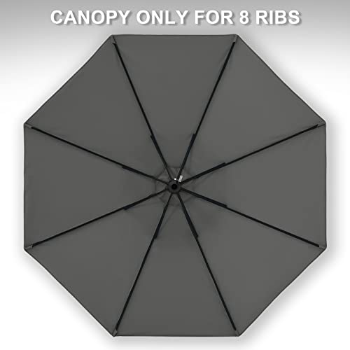 MASTERCANOPY Patio Umbrella 9 ft Replacement Canopy for 8 Ribs-Charcoal Grey