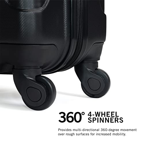 Kenneth Cole Reaction Out Of Bounds Luggage Collection Lightweight Durable Hardside 4-Wheel Spinner Travel Suitcase Bags, Midnight Black, 2-Piece Set (20" & 28")