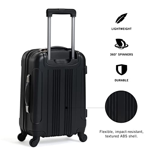 Kenneth Cole Reaction Out Of Bounds Luggage Collection Lightweight Durable Hardside 4-Wheel Spinner Travel Suitcase Bags, Midnight Black, 2-Piece Set (20" & 28")