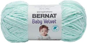 bernat baby velvet yarn, bleached aqua, misty gray