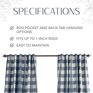 Elrene Home Fashions Farmhouse Living Grainger Buffalo-Check Blackout Window Curtain, Living Room and Bedroom Drape with Rod Pocket Tabs, 52" x 95", Indigo, 1 Panel