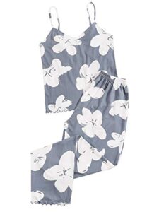 floerns women's tropical print cami with pants sleepwear two piece pajama set multi floral m