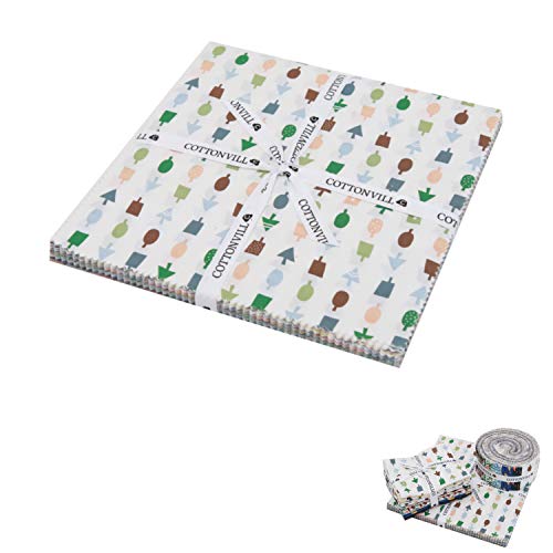 COTTONVILL MALLANGLUNA Collection 20COUNT Cotton Print Quilting Fabric, Precuts (Seasons, 10inch Square)