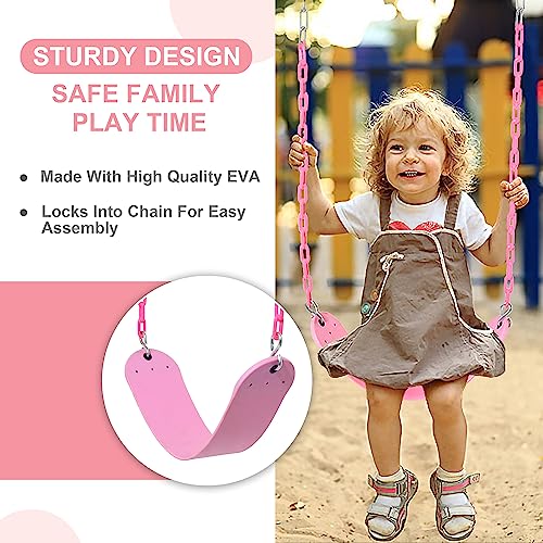 2 Pack Pink Swings Seats Heavy Duty 66 Inches Chain Plastic Coated - Playground Swing Set Accessories Replacement with Snap Hooks (Pink)