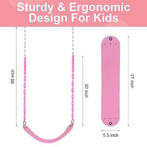 2 Pack Pink Swings Seats Heavy Duty 66 Inches Chain Plastic Coated - Playground Swing Set Accessories Replacement with Snap Hooks (Pink)