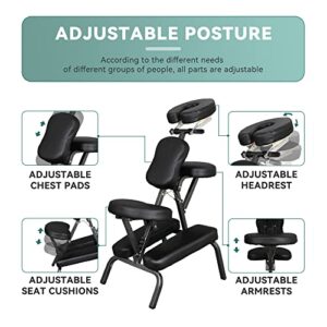 JupiterForce Salon Spa Chairs, Massage Chair Height Adjustable with Face Cradle and Carry Bag for Tattoo, Beauty, Black