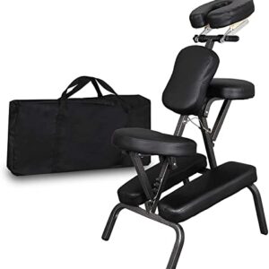 JupiterForce Salon Spa Chairs, Massage Chair Height Adjustable with Face Cradle and Carry Bag for Tattoo, Beauty, Black