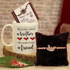 TIED RIBBONS Rakhi for Brother with Gift Set | Printed Coffee Mug (10 Oz) | Mini Card | Roli Chawal Packet - Raksha bandhan Rakhi Gifts for Brother Rakhi Set for Brother | Bhai Rakhi Thread