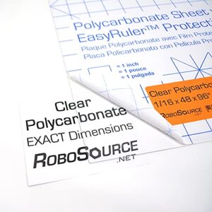 Polycarbonate Clear Plastic Sheet 12" X 12" X 0.0625" (1/16") Exact with EasyRuler Film, Shatter Resistant, Easy to Cut, Bend, Mold Than Plexiglass. Window Panel, Industrial, Hobby, Home, DIY, Crafts.