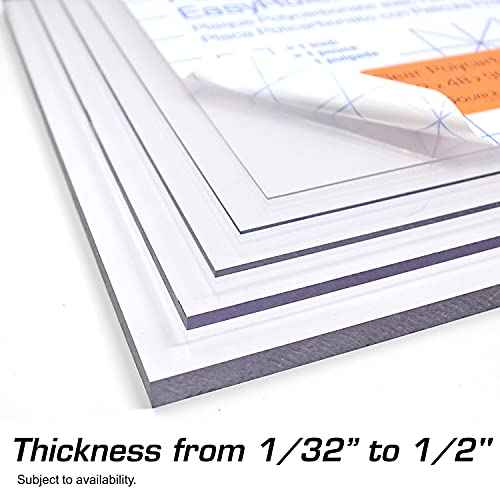 Polycarbonate Clear Plastic Sheet 12" X 12" X 0.0625" (1/16") Exact with EasyRuler Film, Shatter Resistant, Easy to Cut, Bend, Mold Than Plexiglass. Window Panel, Industrial, Hobby, Home, DIY, Crafts.