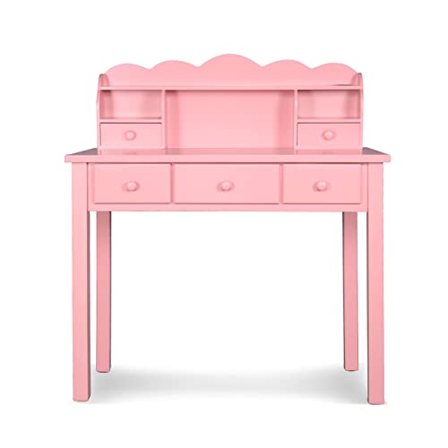 FUNKOCO Home Office Furniture Writing Desk,Computer Work Station with Detachable Hutch,5 Drawers(Pink)