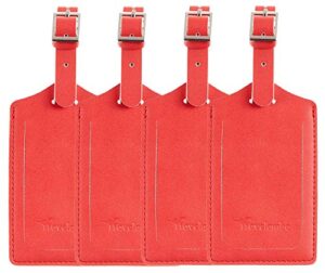 4 pack leather luggage travel bag tags by travelambo red