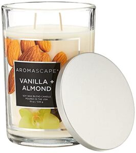 aromascape pt41907 2-wick scented jar candle, vanilla & almond, 19-ounce, white