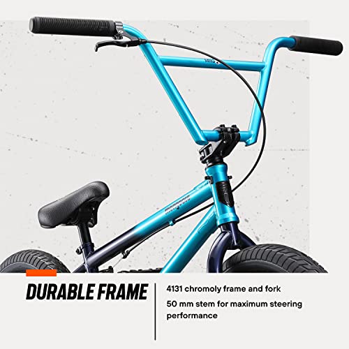 Mongoose Legion L80 Freestyle Mens and Womens BMX Bike, Advanced Riders, Adult Steel Frame, 20-Inch Wheels, Teal