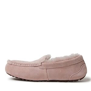 Dearfoams womens Fireside Mel Genuine Shearling Indoor/Outdoor Moccasin With Wide Widths Slipper, Dusty Pink, 9 US