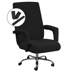 h.versailtex home office chair covers stretchable computer desk chair covers mid - high back universal executive boss chair covers gaming chair covers non slip thick jacquard, black - large