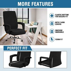 H.VERSAILTEX Home Office Chair Covers Stretchable Computer Desk Chair Covers Mid - High Back Universal Executive Boss Chair Covers Gaming Chair Covers Non Slip Thick Jacquard, Black - Large