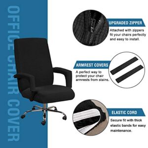 H.VERSAILTEX Home Office Chair Covers Stretchable Computer Desk Chair Covers Mid - High Back Universal Executive Boss Chair Covers Gaming Chair Covers Non Slip Thick Jacquard, Black - Large