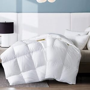 WhatsBedding California King Feather Down Comforter, White Lightweight Comforter, Luxurious Hotel Collection Bed Blanket Comforter,100% Cotton Cover Duvet Insert - Cal-King 104x96 Inch