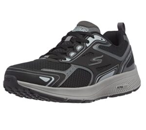 skechers mens go run consistent - performance running & walking shoe sneaker, black/grey, 10 us