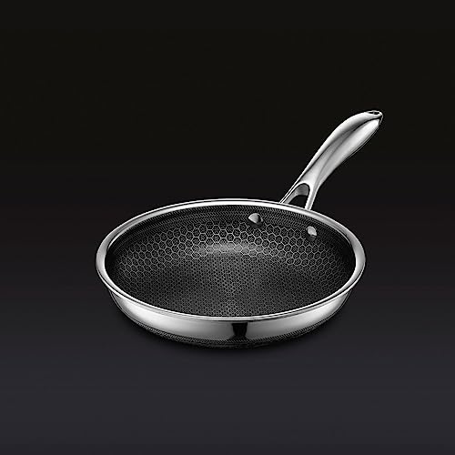 HexClad 8 Inch Hybrid Nonstick Frying Pan, Dishwasher and Oven Friendly, Compatible with All Cooktops