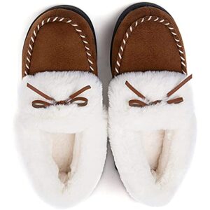rockdove women's trapper moc memory foam slipper, size 8-9 us women, chestnut