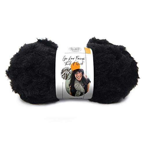 (1 Skein) Lion Brand Yarn Go for Faux Thick & Quick Bulky Yarn, Black Panther