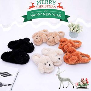 Women's Cute Dog Animal Slippers Warm Memory Foam Winter Slippers Soft Fleece Plush House Slippers Indoor Outdoor(White Teddy Dog 38)