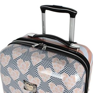 Betsey Johnson 30 Inch Checked Luggage Collection - Expandable Scratch Resistant (ABS + PC) Hardside Suitcase - Designer Lightweight Bag with 8-Rolling Spinner Wheels (Chevron Hearts)