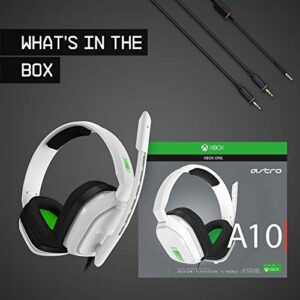 ASTRO Gaming A10 Wired Gaming Headset, Lightweight and Damage Resistant, ASTRO, 3.5 mm Audio Jack, for Xbox Series X|S, Xbox One, PS5, PS4, Nintendo Switch, PC, Mac- White/Green