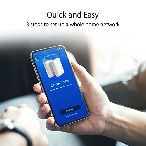 ASUS ZenWiFi AX Hybrid Powerline Mesh WiFi6 System (XP4) 2PK - Whole Home Coverage up to 5,500 Sq.Ft. & 6+ Rooms for Thick Walls, AiMesh, Free Lifetime Security, Easy Setup, HomePlug AV2 MIMO Standard