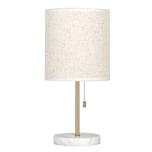 HAITRAL Bedside Table Lamp - Small Nightstand Lamp with Marble Base, Lamp for Bedroom, Office, Girls Room - Gold